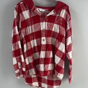 Time and Tru Red Plaid Button Down Shirt
